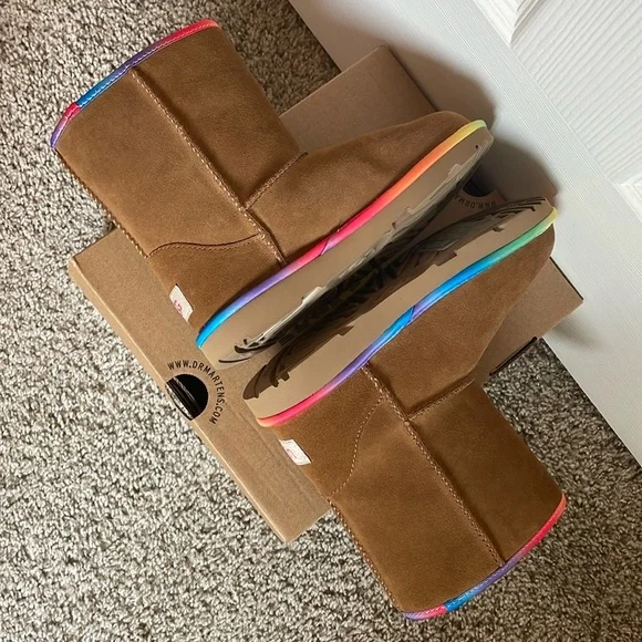 🆕 UGG 🌈 Classic Short II Chestnut Rainbow Shearling Lined Boots Size 1 - Picture 4 of 9